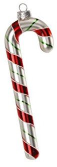 Christbaumschmuck Glas 16cm Zuckerstange mundgeblasen handbemalt Candy Cane Weihnachtskugeln rot