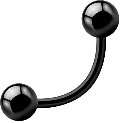 Treuheld Piercing Banane - Stahl - Schwarz - 1.6mm [08.] - 1.6 x 18 mm (Kugeln: 4mm)