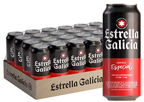 Estrella Galicia Especial - Cerveza Lager Especial, Pack de 24 Latas x 50 cl, Sabor Ligero y Amargo, Aroma a Lúpulo, 5,5% Volumen de Alcohol