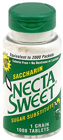 Necta Sweet Saccharin Tablets, 1-Grain, 1000 Tablet Bottle