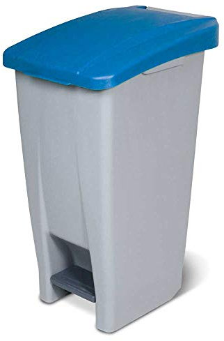 Roll Cubo con pedal Apertura, Papelera Escritorio, Cubo Basura, Contenedor de Basura, volumen 60 litros, grisazul
