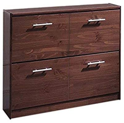 Moblit Zapatero de Dos Puertas Realizado en Madera de Pino Maciza Color Nogal Serie Denia Medidas (80 x 110 x 23) cm, (AltoXAnchoXFondo) Robusto y Duradero