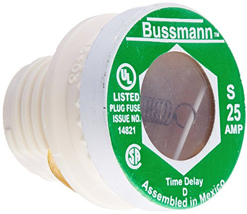 Eaton Bussmann Plug Fuse, 25A, 10kA at 125V AC, 4 PK S-25-1 Each