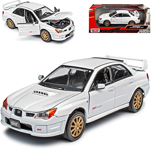 Motormax Subaru Impreza WRX Sti Weiss Limousine 2007 1/24 Motor Max Modellauto Modell Auto