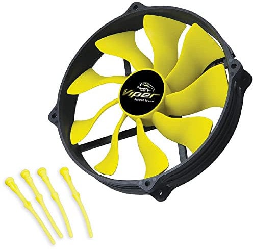 Akasa 140mm Viper R Fan, PWM Case Fan, HDB Long Lifespan Bearing, Anti-Vibration Rubber Mounts Included, High Airflow S-FLOW Fan for Heatsink, CPU cooling and Ventilation, AK-FN073