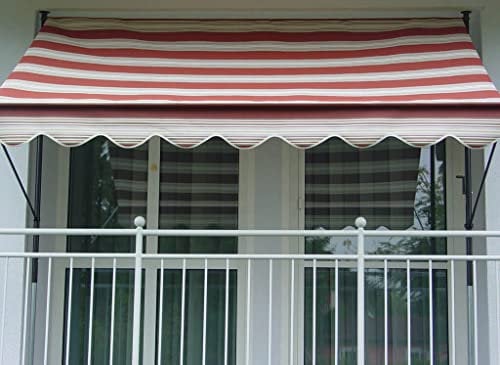 Angerer Klemmmarkise Exklusiv - Markise für Sonnenschutz - Montage ohne Bohren und Dübeln - ideale Balkonmarkise für Mietwohnungen (300 cm, Rot-Beige)