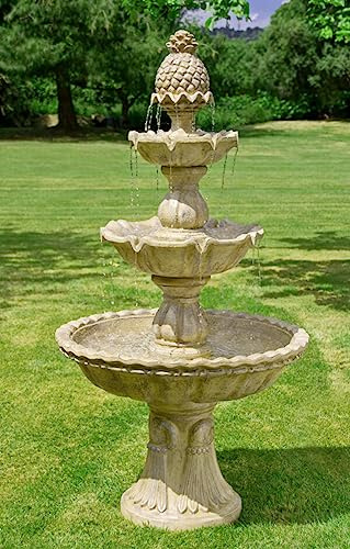 Primrose 150cm Regal Antique Effect 3 Tier Water Feature Self Contained Garden Fountain in Cream