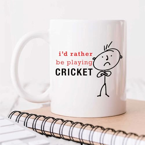 60 Second Makeover Limited Mens I'd Rather Be Playing Cricket Mug Cup Novelty Friend Gift Valentines Gift Dad Friend Boyfriend Brother Uncle