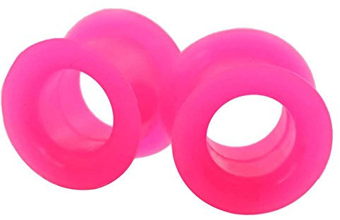 Longbeauty 2er Set Rosa Silikon Tunnel Plugs Ohr Piercing 16mm