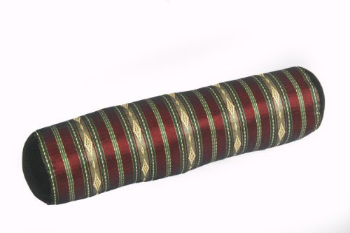 Handelsturm Thaikissen Nackenrolle 50x13 mit Füllung aus Kapok Yoga Bolster Yogakissen Rolle Feste Kissenrolle (Silklook Stripes rot)