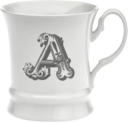 Livellara Milano Tazza 350 ml Porcellana, Personalizzata con Lettera A, per Colazione, Campeggio, Laurea, Idea Regalo, Lavabile in Lavastoviglie Collezione: Lettering