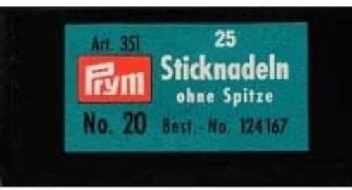 Prym 124167 Sticknadeln ohne Sp. ST 20 1,00 x 43 mm silberfarbig, Silber