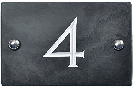 The House Nameplate Company Slate House Number, Charcoal Grey,Number 4