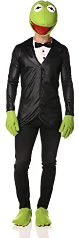 Disguise Men Kermit Deluxe Adult Sized Costumes, Black/Green, M 38-40 US