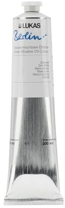 LUKAS Berlin Oil Wassermischbare Premium-Ölfarbe, Zinkweiß, 200 ml