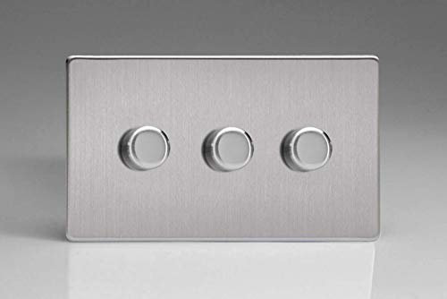 Varilight JDSDP303S Leading & Trailing Edge Brushed Steel 3 Gang
