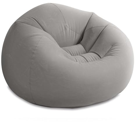 INTEX 68579EP Beanless Bag Inflatable Lounge Chair: Corduroy Textured Flocking – Durable Vinyl – Folds Compactly – 220lb Weight Capacity – 45 x 45 x 28