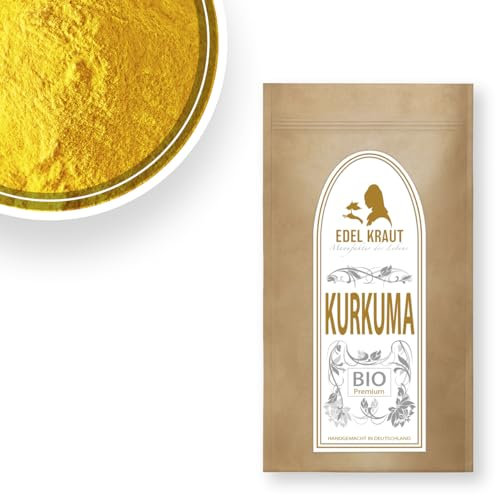 KURKUMA PULVER BIO | EDEL KRAUT 100% reines BIO Curcuma Pulver - Bio Kurkuma ist perfekt für Smoothies, Goldene Milch, Pasten, Kurkuma Bio Latte u.v.m - 100g | turmeric powder - Premium Kurkuma Gewürz
