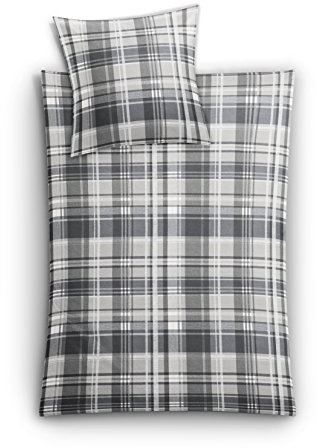 Kleine Wolke 6215977954 Bettwäsche Bozen, 2-teilig, 155 x 220 cm und Kissen 80 x 80 cm, Platin