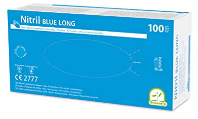 Medi-Inn Nitril blue long Einmalhandschuhe puderfrei (Menge: 100 Stück, Größe: M /7-8))