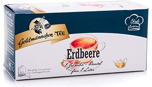 Goldmännchen Tee Jumbo Erdbeer-Sahne, zarter und sahniger aromatisierter Früchtetee, 20 einzeln versiegelte Teebeutel, 140 g