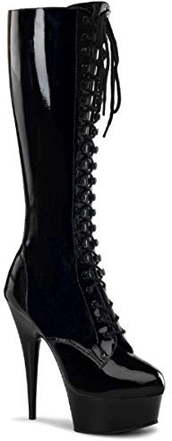 Pleaser Delight-2023, Stivali con Gambale Corto Donna, Nero Nero Blk STR Pat Blk, 38 EU