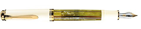 Pelikan 935551 Kolbenfüllhalter Souverän M 400 Schildpatt-Bicolor-goldfeder 14-K/585 Federbreite M, 1 Stück, weiß