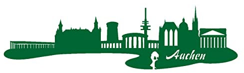 Skyline4u Aufkleber Aachen Skyline mit Sehenswürdigkeiten 80 x 22cm grasgrün