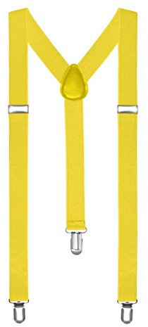 Boolavard Hosenträger Herren Damen Hosen Träger Y Form Style Clips Schmal Neon Bunt Farbig (18. Gelb)