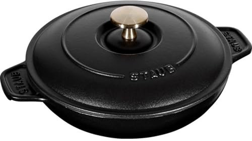 Staub Plat à four rond en fonte 20,1 cm avec couvercle - Noir mat - Fabriqué en France