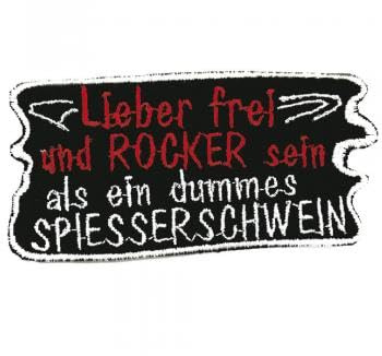 AUFNÄHER - Lieber frei und Rocker sein... - 03267 - Gr. ca. 9 x 9,5 cm - Patches Stick Applikation