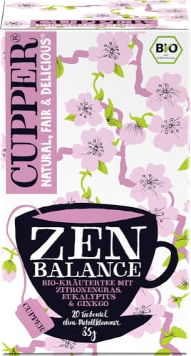 Cupper Zen Balance Bio-Kräutertee mit Zitronengras, Eukalyptus und Ginkgo, 20 Stück, 35 g