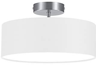Trio Leuchten Deckenleuchte, nickel matt, Stoffschirm weiß 603900201, Durchmesser: 30cm