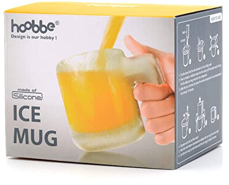 CKB LTD® The Make Your Own Ice Beer - Set di tazze per birra ghiacciata, ideale per birra e sidro, divertente boccale in vetro congelato, stampo in plastica