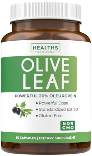 Super Strength Olive Leaf Extract Capsules - Vegan Non-GMO 750mg Olive Extract with 20% Oleuropein Antioxidant Supplement for Immunity Skin and Heart Health Support - Made in the USA (2 Month Supply)