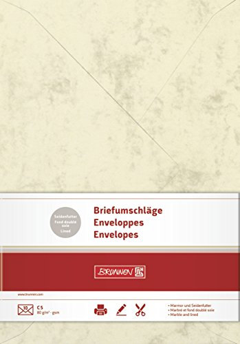 BRUNNEN 105141611 Briefhülle (C5, 225 x 157 mm, gummiert, 80 g/qm, 10 Stück) chamois