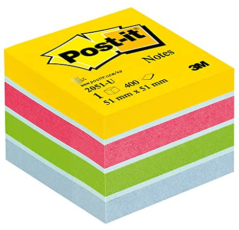 Post-it Mini Würfel, Ultrafarben, 51 x 51 mm, 400 Blatt - Selbstklebende Notizzettel für Notizen, To-Do-Listen und Erinnerungen