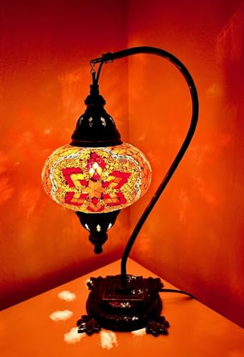 Samarkand - Lights Mosaik - Stehlampe L Tischlampe orientalische türkische marokkanische Mosaiklampe Orange-Rot Stern