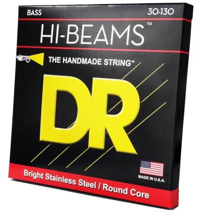 DR Strings Hi-Beam MR6-130 – E-Bass Medium to Heavy 30-130 6-Saiter | Round Core, Edelstahl, Brillanter Klang, Viel Sustain, Made in USA