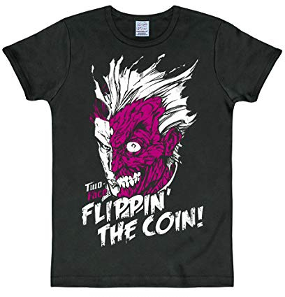 Logoshirt® DC I Batman I Two-Face I T-Shirt Print I Damen & Herren I kurzärmlig I schwarz I Lizenziertes Originaldesign I Größe XS