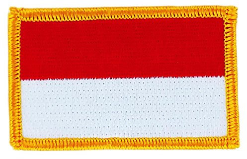 Patch Aufnäher, bestickt, Flagge Monaco, aufbügelbar, für Rucksack