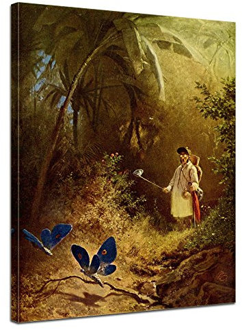 Bilderdepot24 Bild auf Leinwand | Carl Spitzweg Der Schmetterlingsfänger in 30x40 cm als Wandbild | Wand-deko Dekoration Wohnung alte Meister | 180123-30x40