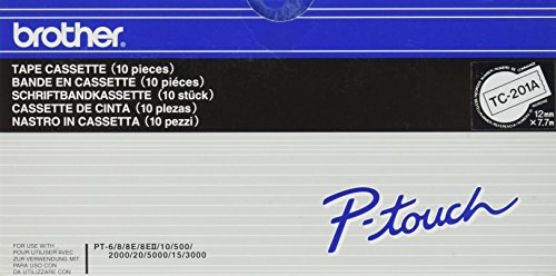 Brother TC201A Schriftbandkassetten 12mm, Inh.10 weiß/schwarz