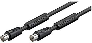 Goobay 50729 Antennenkabel 2,5m / Koax Stecker auf Koax Buchse / SAT Kabel 80 dB Koaxialkabel Satellitenkabel / 2fach geschirmt / TV Kabel mit Ferrit / Schwarz / Fernsehkabel 2,5m