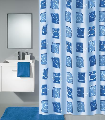 Kleine Wolke Duschvorhang Sealife, 180x200 cm, blau