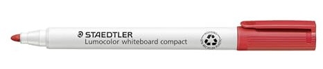 STAEDTLER 341-2 Lumoclor Whiteboardmarker compact Rundspitze, circa 1 - 2 mm, 10 Stück im Kartonetui, rot