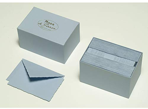 G. Lalo 92302L - Korrespondenz-Set ''Mode de Paris'' mit 30 Karten 9,7x15,2 cm, 300g und 30 Umschläge, gefüttert, mit Büttenrand, 10x15,8 cm, 1 Set, Blau