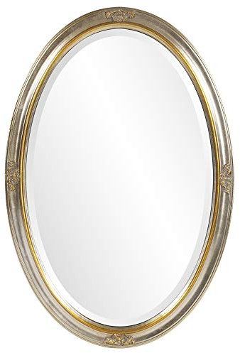 Howard Elliott Carlton ovaler dekorativer Wandspiegel, Edelstahl, abgeschrägter ovaler hängender Kosmetikspiegel für Wanddekoration, Flur, Schlafzimmer, Wohnzimmer, 55,9 x 81,3 cm