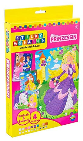 ORB Sticky Mosaic Glitzer Prinzessin, kreative Geschenke Bastelset Kinder Geschenke für Mädchen und Jungen selbstklebende Glitzer Moosgummi Aufkleber Kindergeburtstag DIY Deko basteln ab 5 Jahre