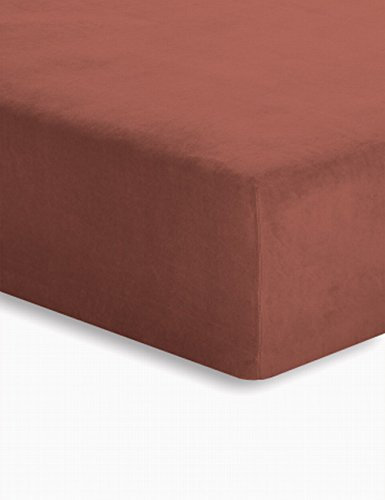 Schlafgut Spannbetttuch Soft Plüsch cognac, 140 - 160x200 cm